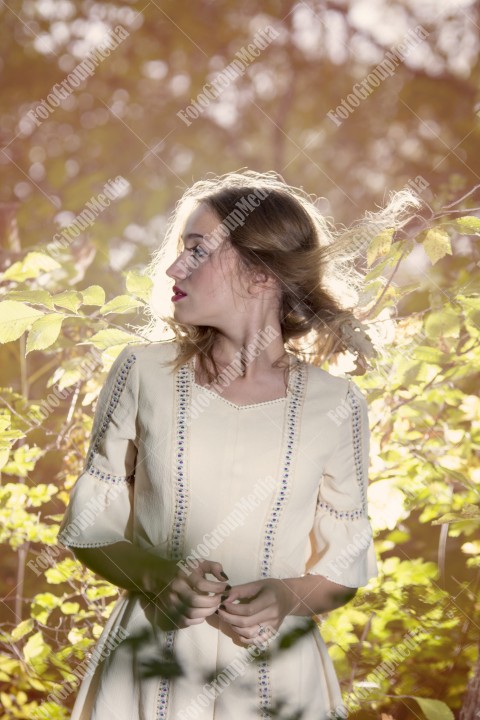 Natural beauty of a woman in a white dress