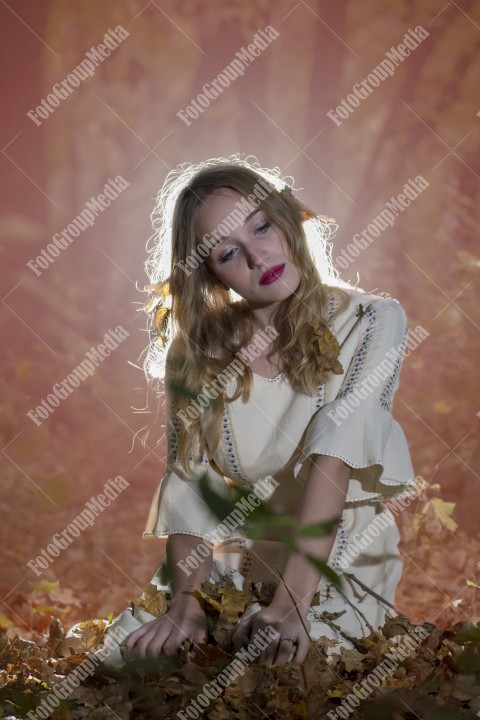 Fantasy Fairy Tale Forest , young woman posing as nymph