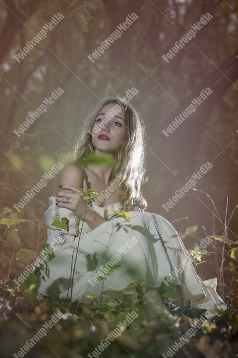 Fantasy Fairy Tale Forest , young woman posing as nymph