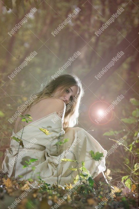 Fantasy Fairy Tale Forest , young woman posing as nymph