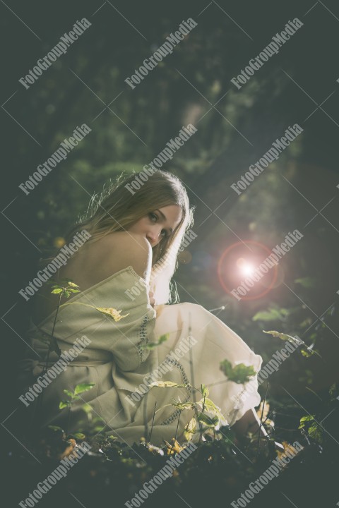 Fantasy Fairy Tale Forest , young woman posing as nymph