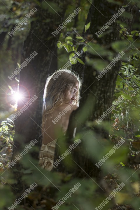 Fantasy Fairy Tale Forest , young woman posing as nymph