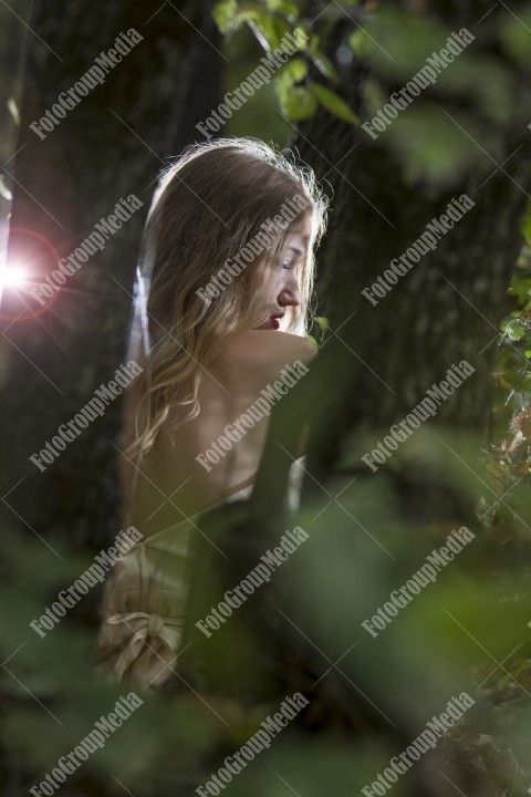 Fantasy Fairy Tale Forest , young woman posing as nymph