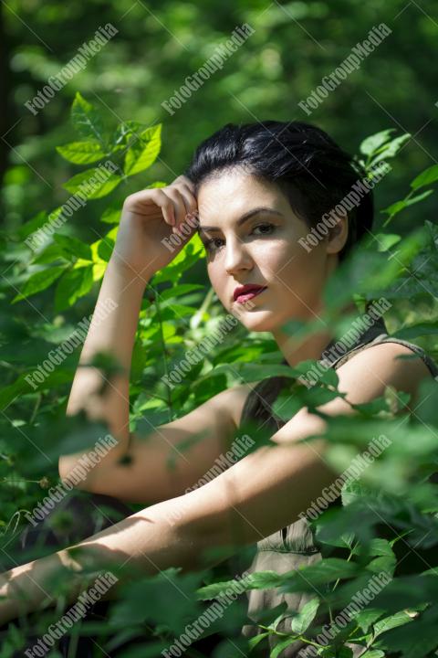 Outdoor portrait of a brunette woman