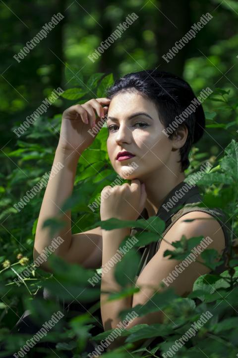 Outdoor portrait of a brunette woman