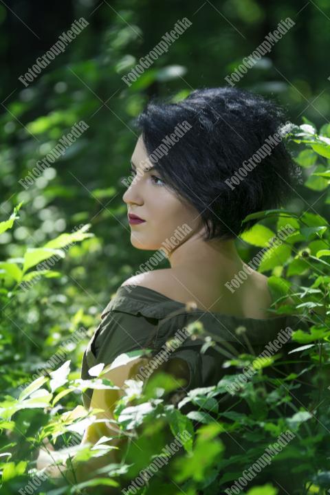 Outdoor portrait of a brunette woman