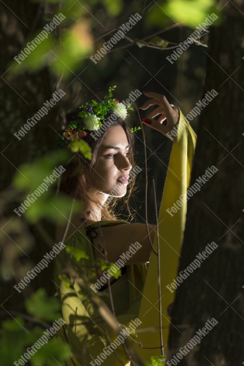 Outdoor portrait fantasy fairytale beautiful woman