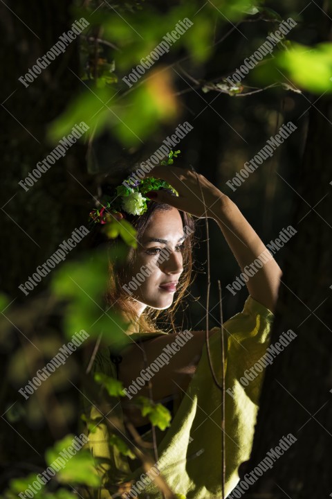 Outdoor portrait fantasy fairytale beautiful woman