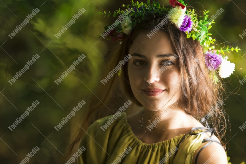 Outdoor portrait fantasy fairytale beautiful woman