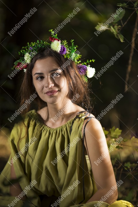 Outdoor portrait fantasy fairytale beautiful woman