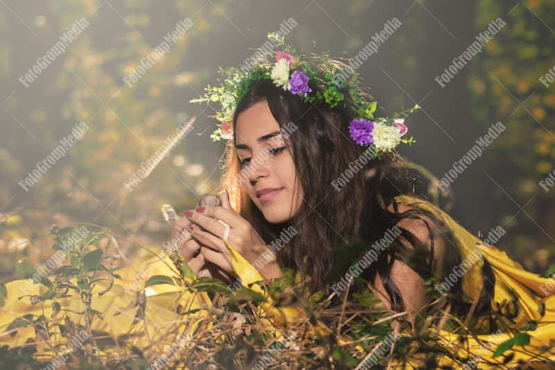 Outdoor portrait fantasy fairytale beautiful woman