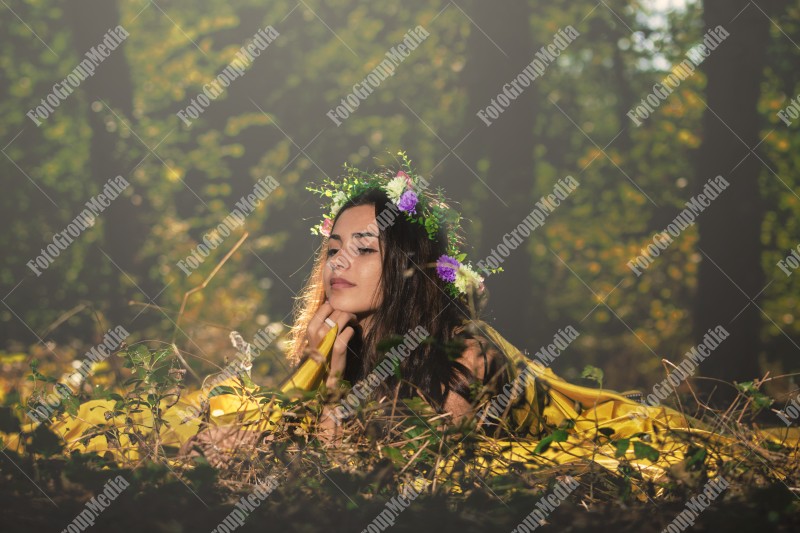 Outdoor portrait fantasy fairytale beautiful woman