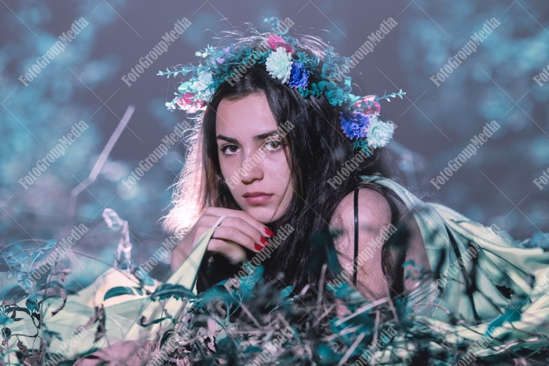 Outdoor portrait fantasy fairytale beautiful woman