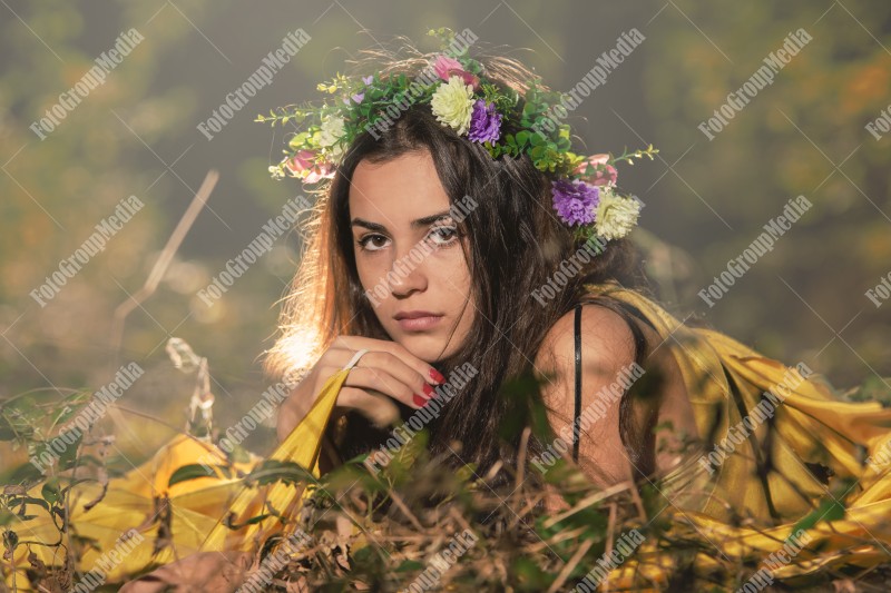 Outdoor portrait fantasy fairytale beautiful woman