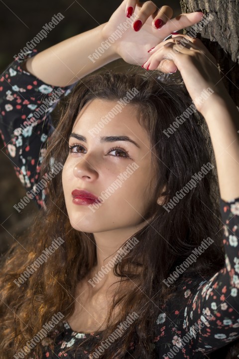Outdoors portrait of beautiful young woman