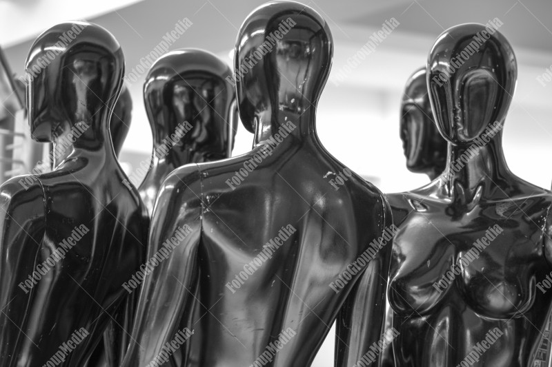 Black  plastic mannequin dummies isolated on white