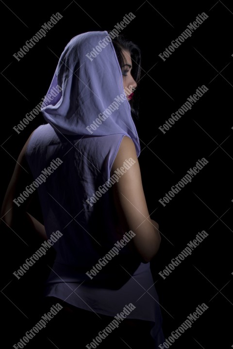 Brunette woman, studio portrait