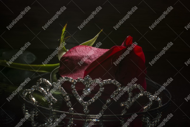 Red rose and tiara