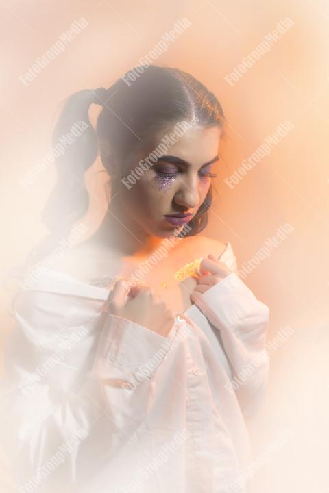 Young girl with two pony tails