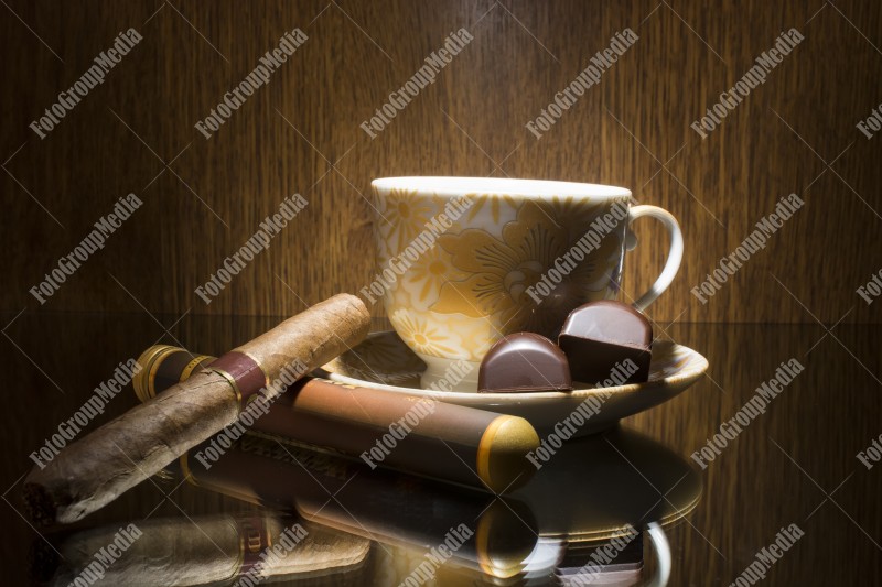 Coffee, chocolate and cigar