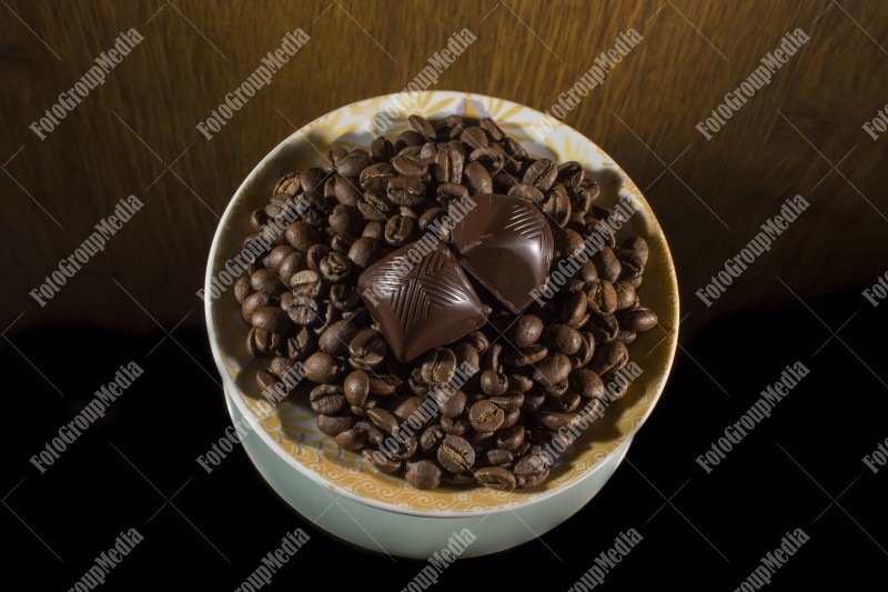 Coffee beans and chocolate