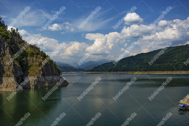 Panoramic view over Vidraru Dam, Transfagarasan, Romania