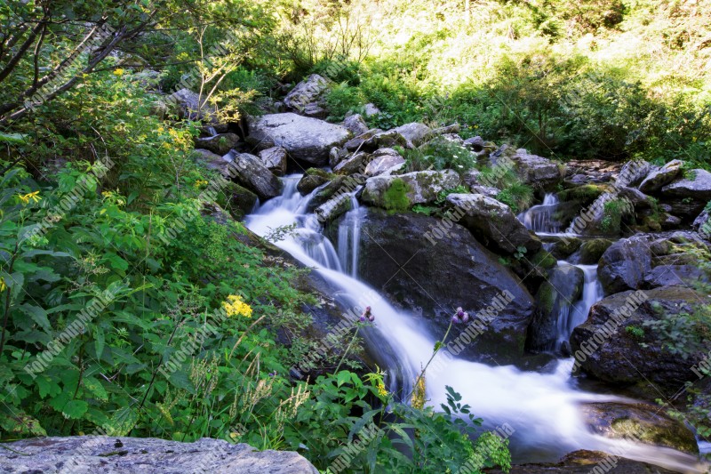 Waterfall on mountain river