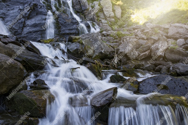 Waterfall on river mountain