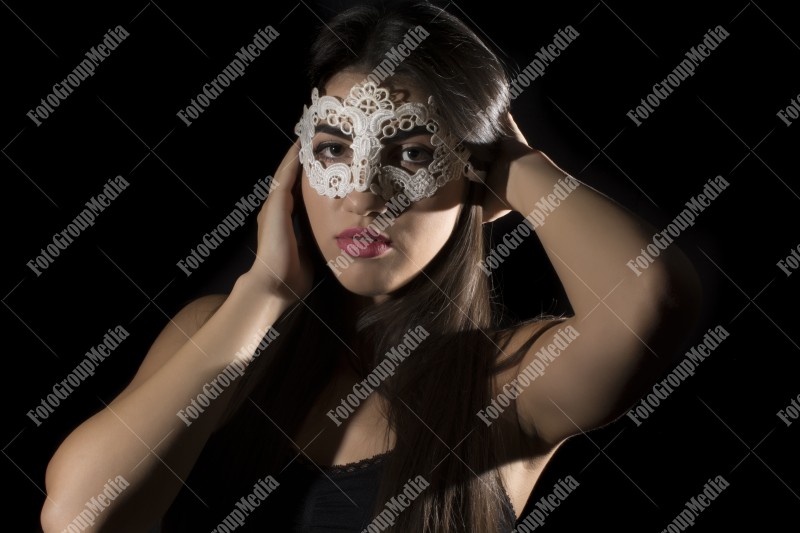 Hiding behind lace mask