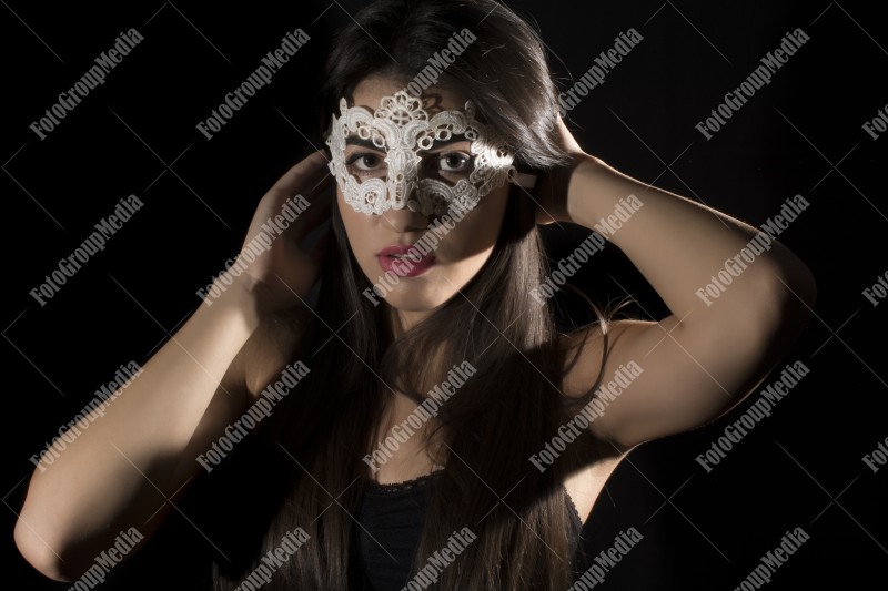 Hiding behind lace mask