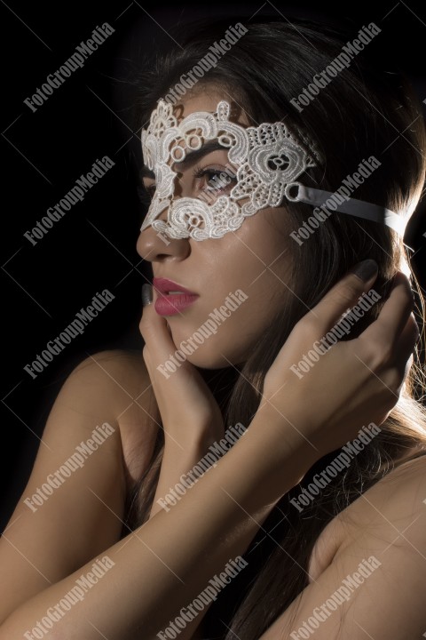 Lace mask portrait, studio shoot