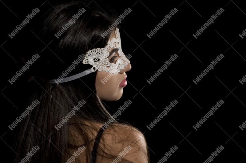 Hiding behind lace mask