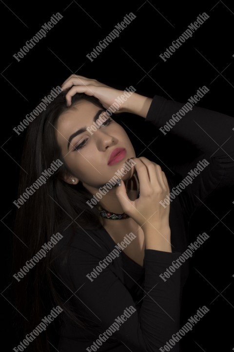 Close-up portrait of a young brunette woman