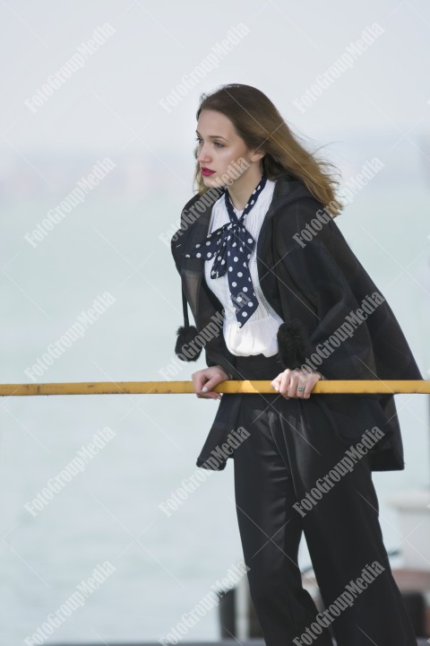 Enjoying a cold day at the pier