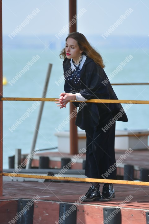 Enjoying a cold day at the pier