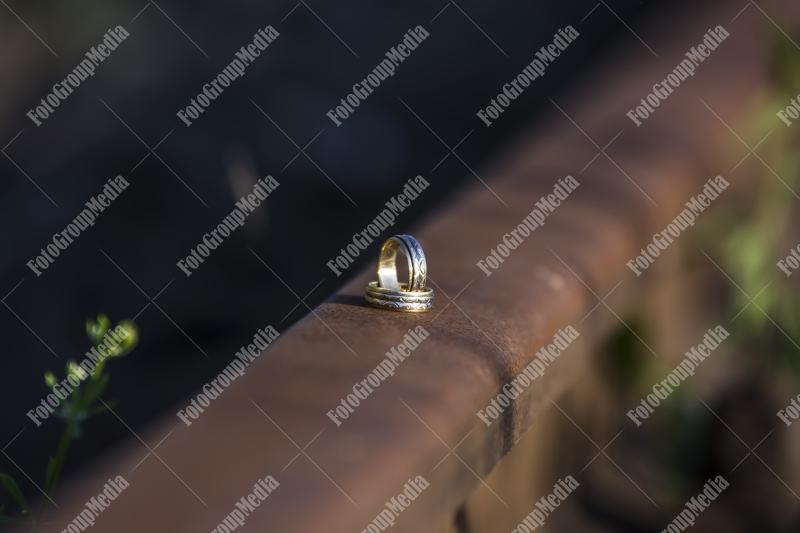 Wedding rings on railroad