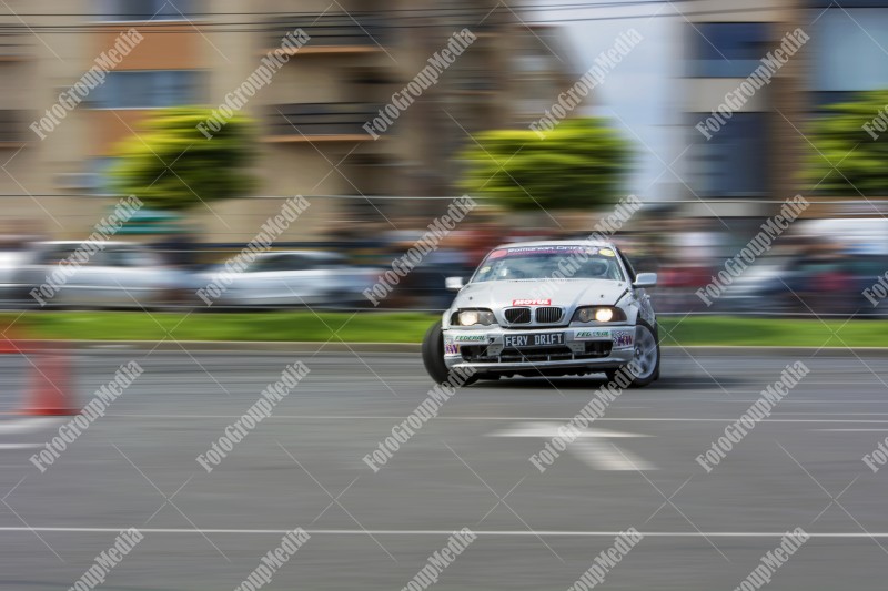 Close up drift race car increasing speed on drift playground